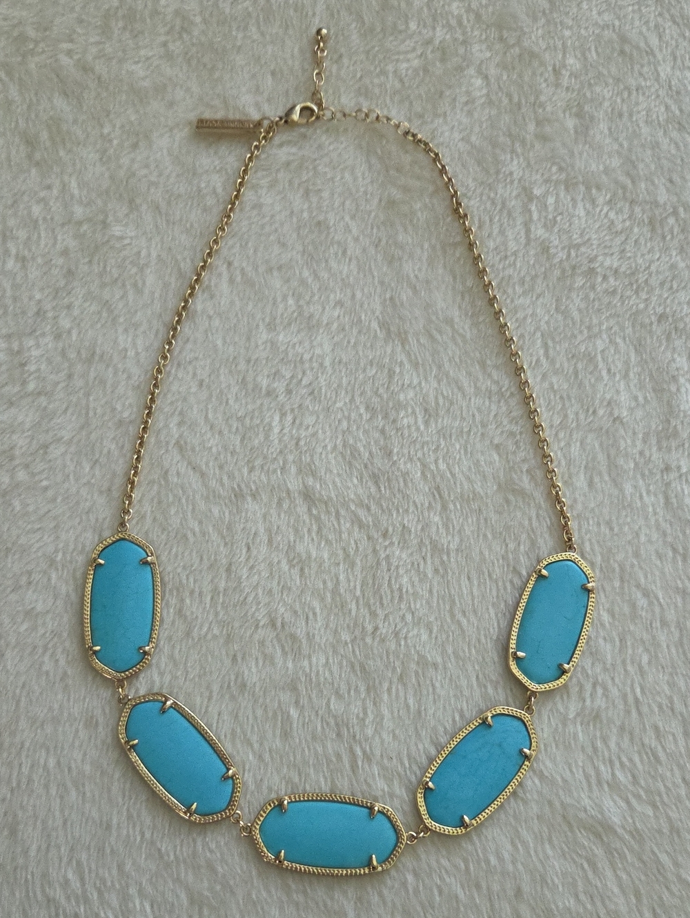Kendra Scott Valencia Necklace Turquoise Blue Vintage Retired Gold Tone